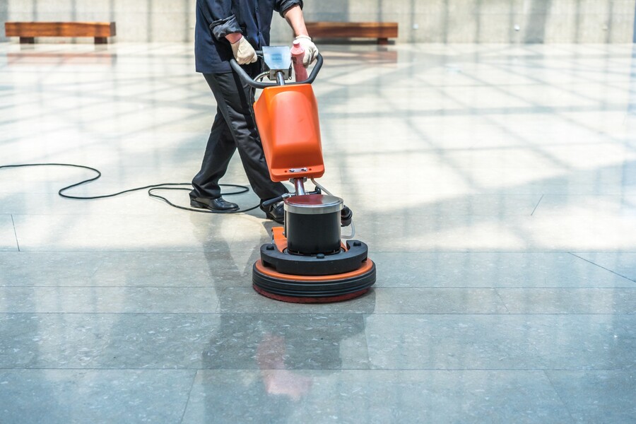 Commercial floor stripping by Yanez Building Services